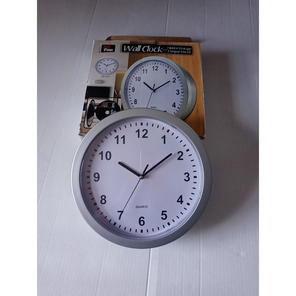 Wall Clock With Hidden Safe Compartment Secret Storage Valuables Cash Box - Picture 12 of 13